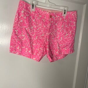 Lilly Pulitzer Callahan Shorts Size 2 Pink Floral Print Cotton Casual